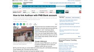 
                            9. How to link Aadhaar with PNB Bank account - The Economic Times