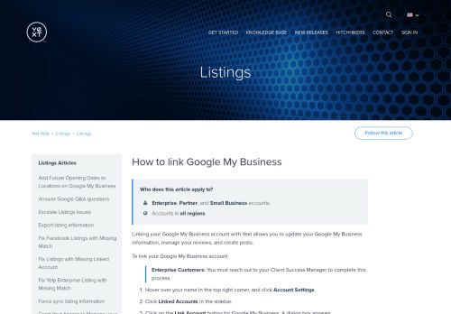 
                            8. How to link Google My Business – Yext Help