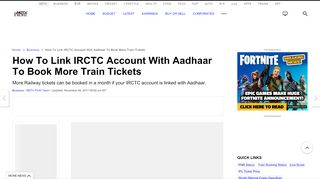 
                            2. How To Link IRCTC Account With Aadhaar To Book More Train Tickets