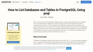 
                            10. How to List Databases and Tables in PostgreSQL Using psql - Chartio