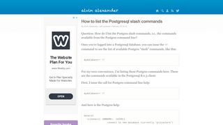 
                            13. How to list the Postgresql slash commands | alvinalexander.com
