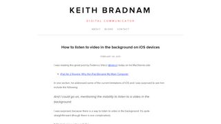 
                            8. How to listen to video in the background on iOS devices - Keith Bradnam
