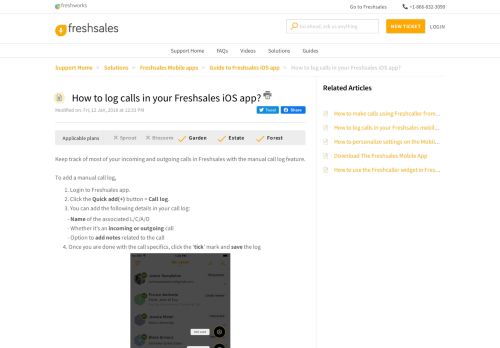 
                            9. How to log calls in your Freshsales iOS app? : Freshsales