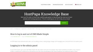 
                            1. How to log in and out of CMS Made Simple - HostPapa Knowledge Base