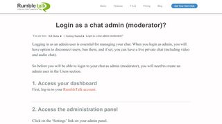 
                            9. How to Log in as the Chat Administrator - RumbleTalk