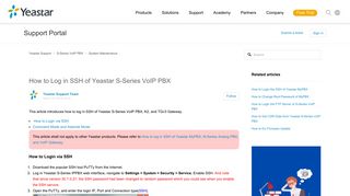 
                            1. How to Log in SSH of Yeastar S-Series VoIP PBX – Yeastar Support