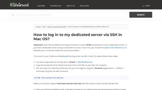 
                            8. How to log in to my dedicated server via SSH in Mac OS? - SiteGround