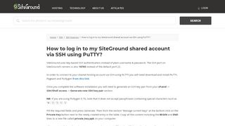 
                            6. How to log in to my SiteGround shared account via SSH using PuTTY?