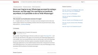 
                            5. How to log in to my WhatsApp account by using a browser, not the ...