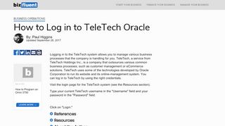 
                            5. How to Log in to TeleTech Oracle | Bizfluent