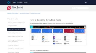 
                            9. How to Log in to the Admin Portal – Live Assist for 365 Support