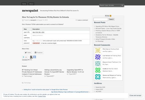 
                            2. How To Log In To Thomson TG784 Router In Estonia | newspaint