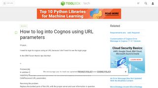 
                            5. How to log into Cognos using URL parameters - IT Toolbox