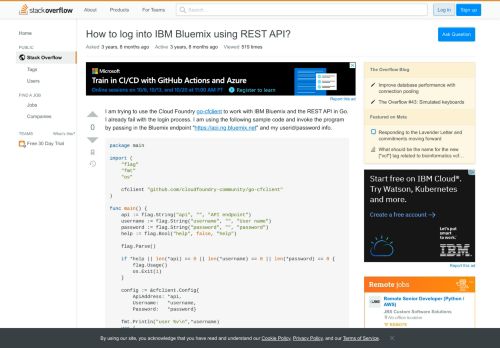 
                            8. How to log into IBM Bluemix using REST API? - Stack Overflow