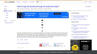 
                            3. How to log into joomla through an external script? - Stack Overflow