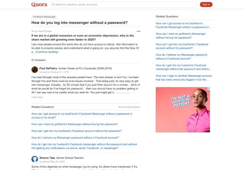 
                            2. How to log into messenger without a password - Quora