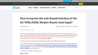 
                            2. How to log into the web-based interface of the AC VDSL ...