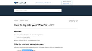 
                            12. How to log into your WordPress site – DreamHost