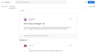 
                            11. How to log out blogger? - Google Product Forums