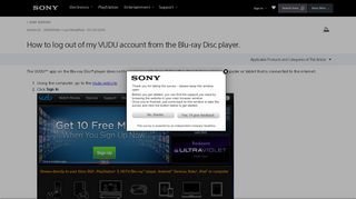 
                            11. How to log out of my VUDU account from the Blu-ray Disc player. - Sony