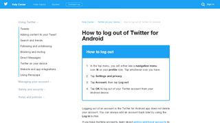 
                            9. How to log out of Twitter for Android - Twitter support
