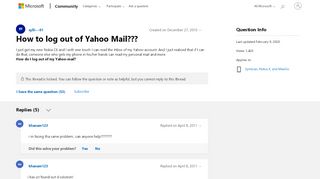 
                            13. How to log out of Yahoo Mail??? - Microsoft Community