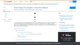 
                            1. How to login and navigate in code with CefSharp - Stack Overflow