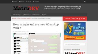 How to login and use new WhatsApp Web ? ⋆ MatruDEV