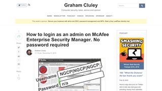 
                            9. How to login as an admin on McAfee Enterprise ... - Graham Cluley