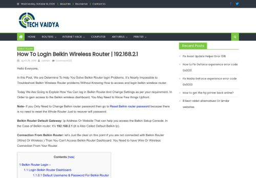 
                            6. How To Login Belkin Wireless Router | 192.168.2.1 – TechVaidya