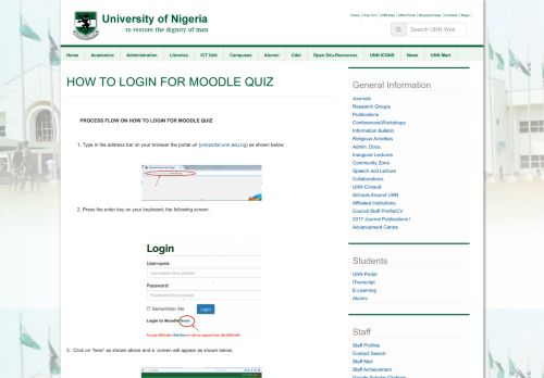 
                            6. HOW TO LOGIN FOR MOODLE QUIZ | University Of Nigeria ... - Unn