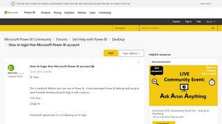 
                            3. How to login free Microsoft Power BI account - Power BI Community