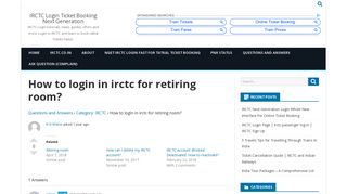 
                            5. How to login in irctc for retiring room? - IRCTC Login Ticket Booking ...