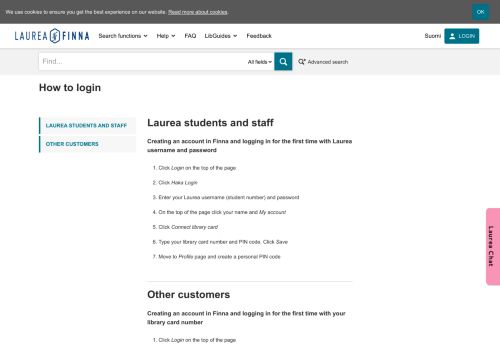 
                            13. How to login | Laurea Finna