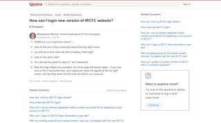 
                            7. How to login new version of IRCTC website - Quora