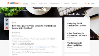 
                            4. How To Login, Study and Complete Your ... - Manipal ProLearn
