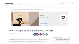 
                            7. How To Login to Belkin Wireless G Router | Techwalla.com