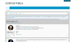 
                            2. How to login to ITS | Corvus Belli Community Forum