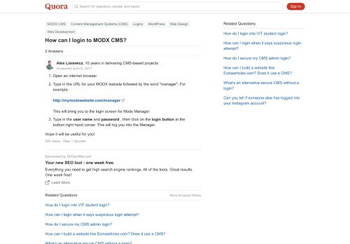
                            7. How to login to MODX CMS - Quora