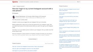 
                            5. How to login to my current Instagram account with a new phone - Quora