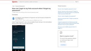 
                            9. How to login to my Hulu account when I forgot my password - Quora