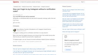 
                            6. How to login to my Instagram without a verification code - Quora