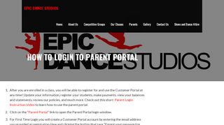 
                            11. How to Login to Parent Portal – Epic Dance Studios