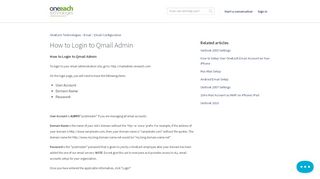 
                            9. How to Login to Qmail Admin - OneEach Technologies Help Center
