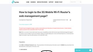 
                            2. How to login to the 3G Mobile Wi-Fi Router's web ... - TP-Link