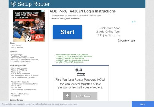 
                            5. How to Login to the ADB P-RG_A4202N - SetupRouter