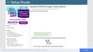 
                            2. How to Login to the Ambit U10C019 - SetupRouter