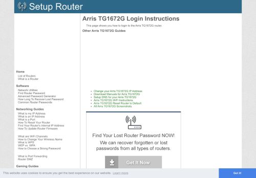 
                            2. How to Login to the Arris TG1672G - SetupRouter