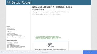 
                            4. How to Login to the Aztech DSL5068EN-1T1R Globe - SetupRouter