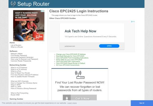 
                            2. How to Login to the Cisco EPC2425 - SetupRouter
